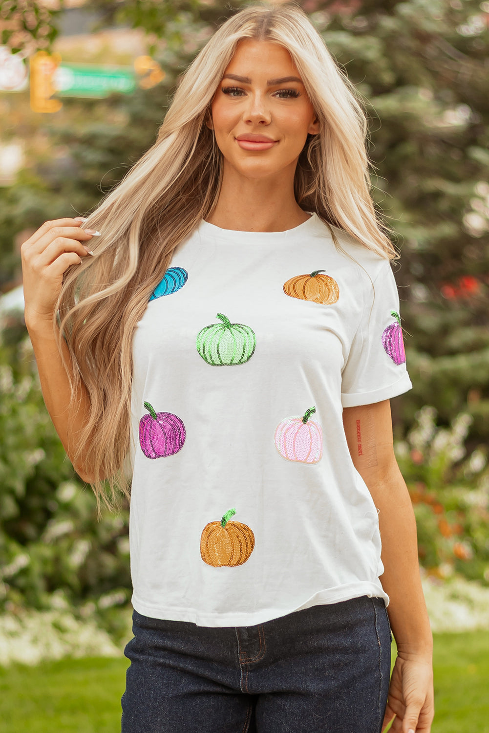 Sequin Pumpkin Tee