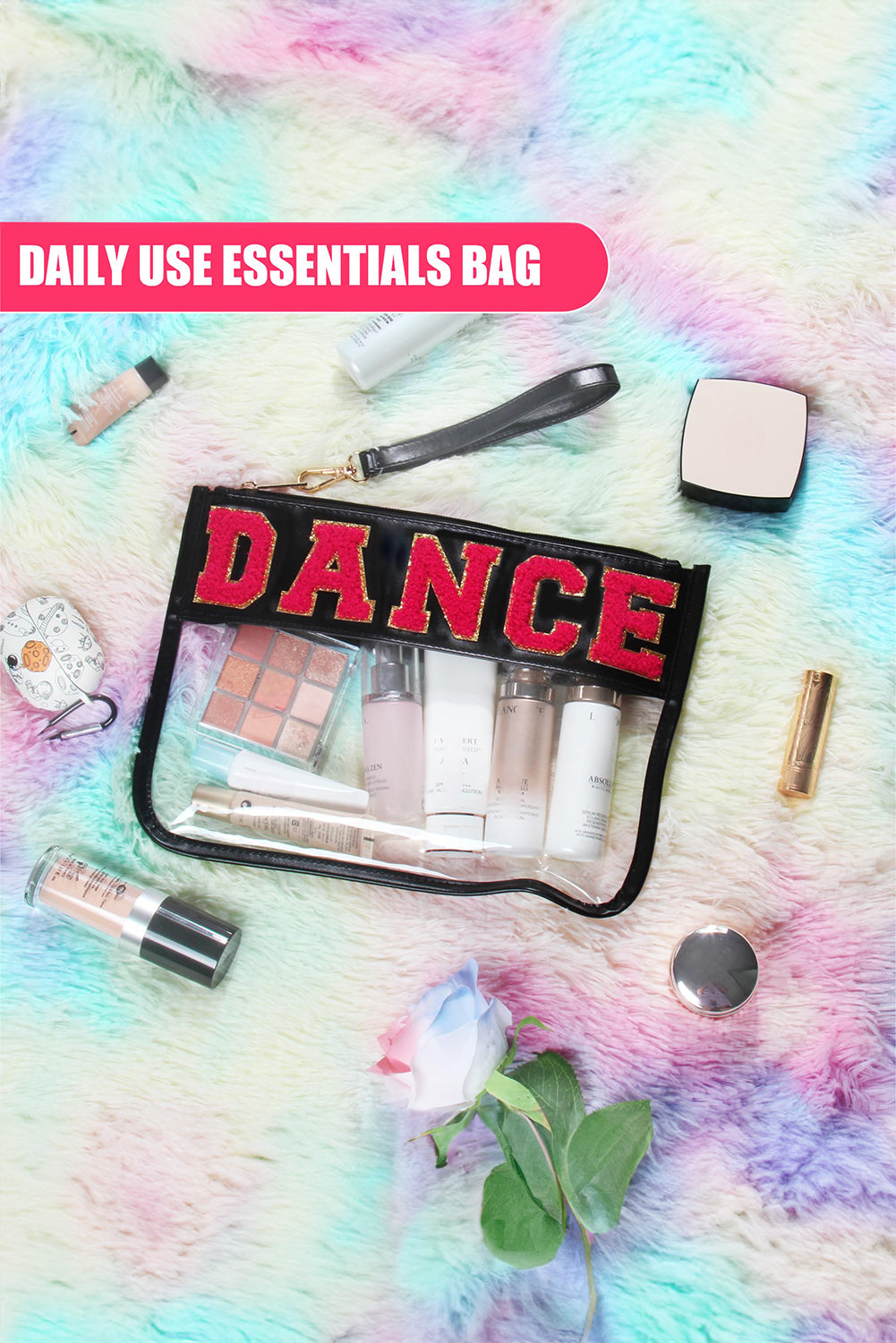 DANCE Chenille Clear Cosmetic Bag