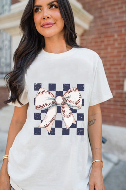 Checkered Baseball Bow Game Day Tee