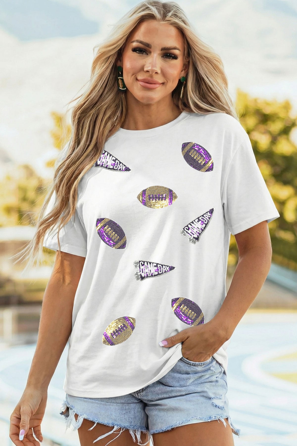 Sequin Game Day Football Tee