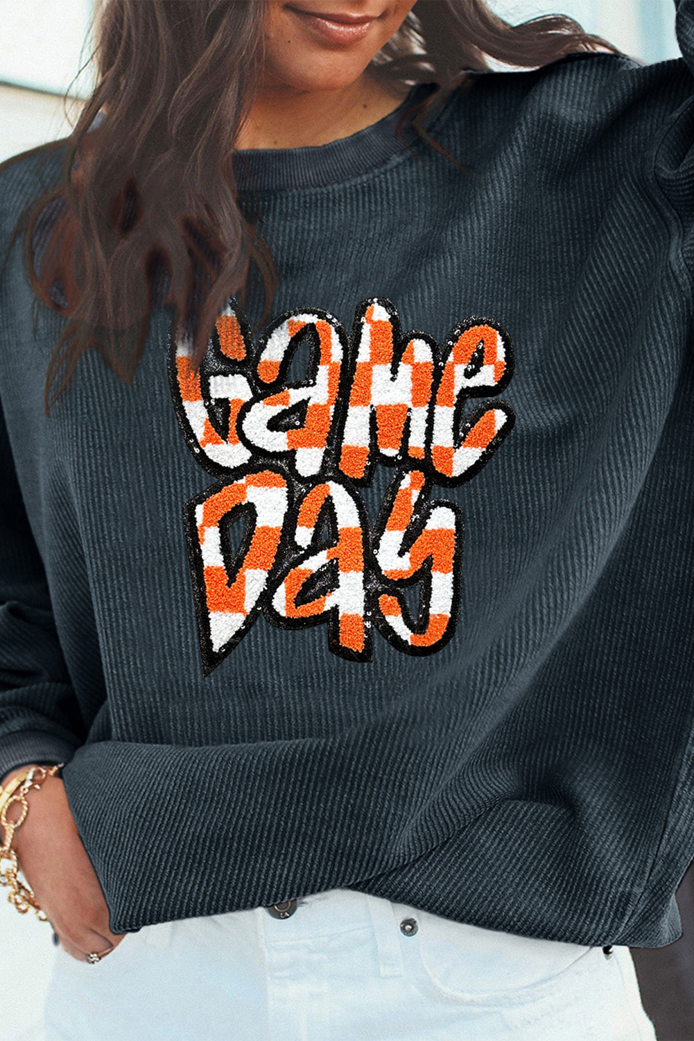 Chenille Checkered Game Day Sweatshirt