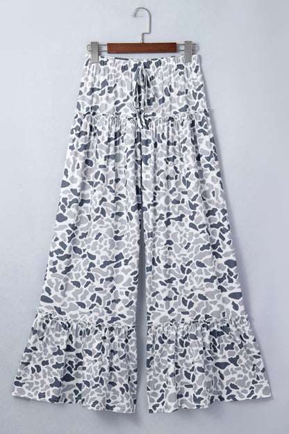 Camo Print Wide Leg Pants