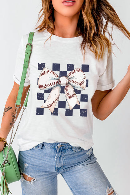 Checkered Baseball Bow Game Day Tee
