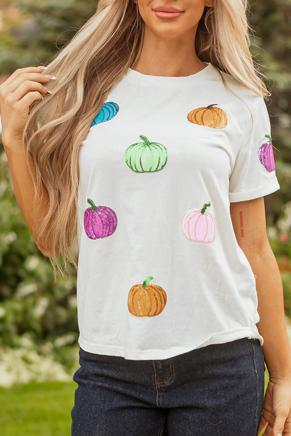 Sequin Pumpkin Tee
