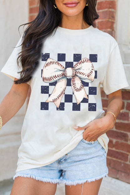 Checkered Baseball Bow Game Day Tee