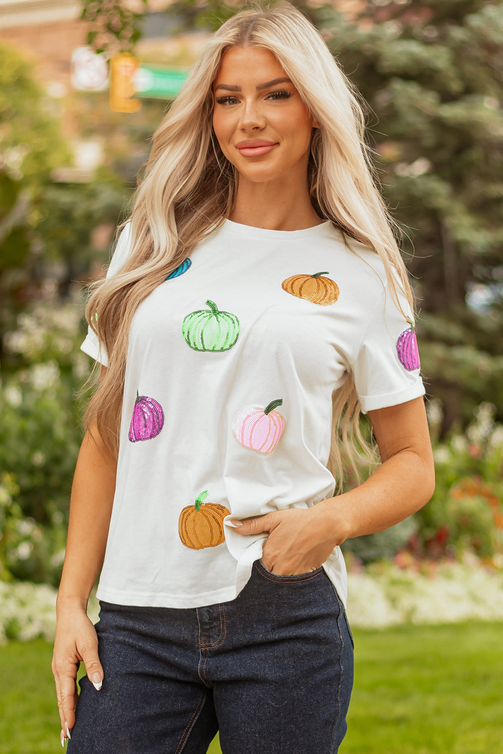 Sequin Pumpkin Tee