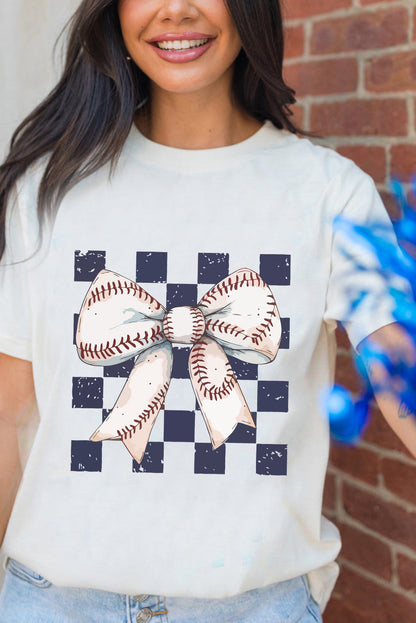 Checkered Baseball Bow Game Day Tee