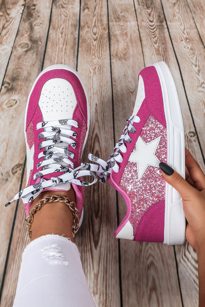Glitter Star Lace-Up Sneakers