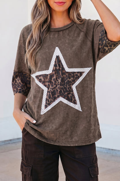 Leopard Star Mineral Wash Tee