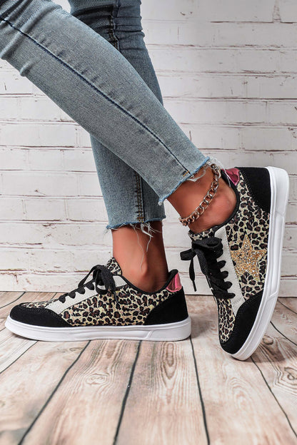 Glitter Star Lace-Up Sneakers