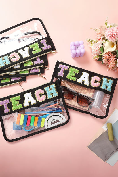 TEACH Chenille Clear Cosmetic Bag