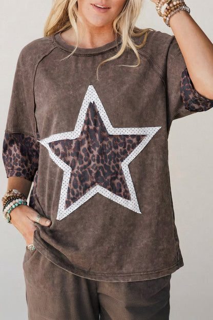 Leopard Star Mineral Wash Tee