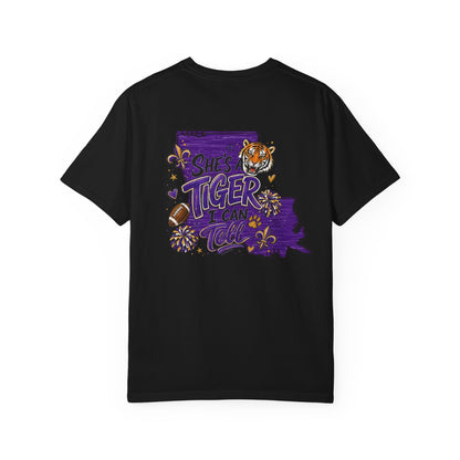 Tiger Spirit Shirt, Shes a Tiger I Can Tell Tee, Purple Gold Tigers Shirt, Tiger Mom Game Day Shirt, School Spirit Tee