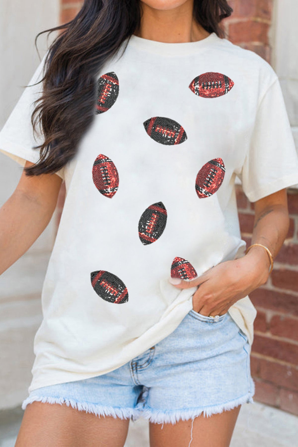 Sequin Football Game Day Tee