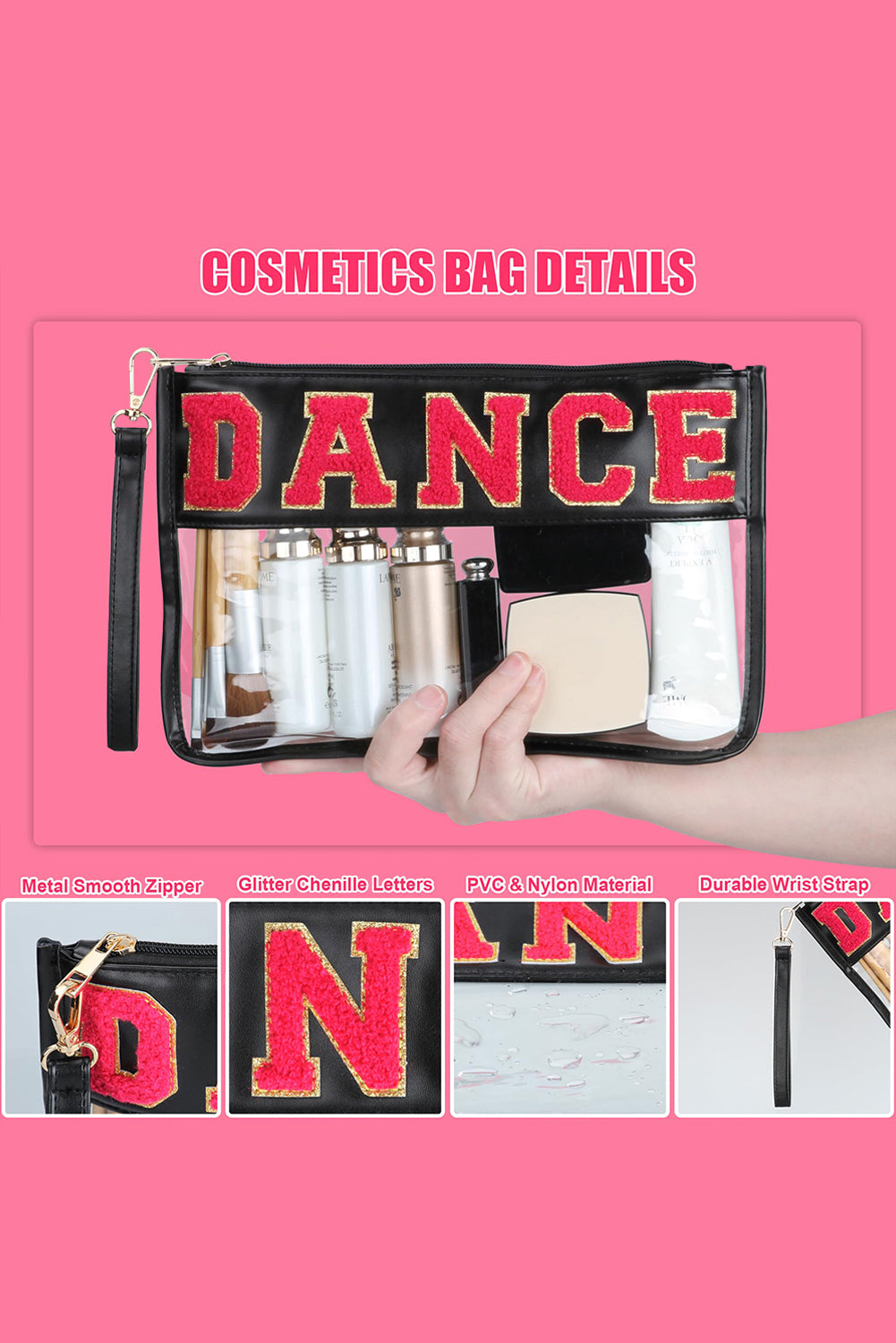 DANCE Chenille Clear Cosmetic Bag