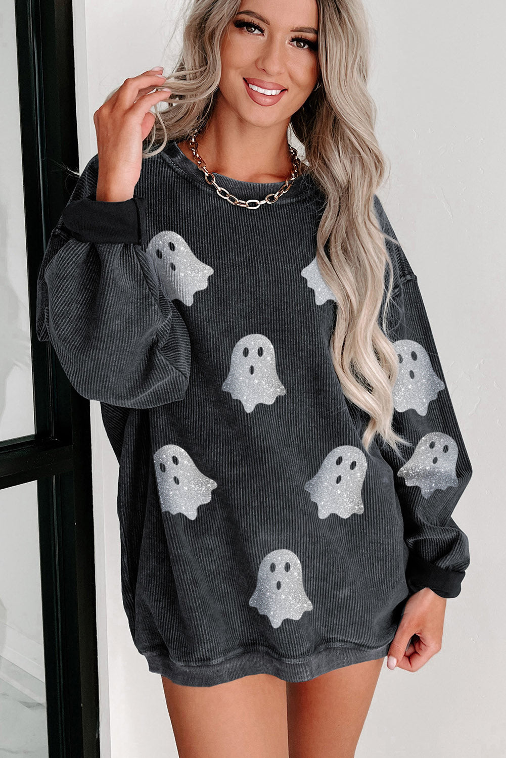 Halloween Ghost Corded Sweatshirt