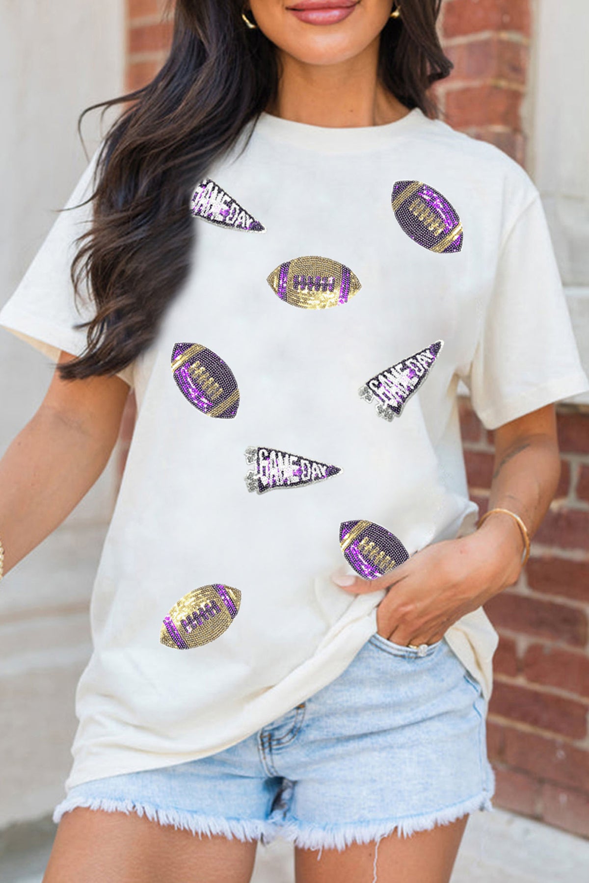 Sequin Game Day Football Tee