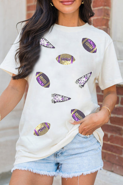 Sequin Game Day Football Tee