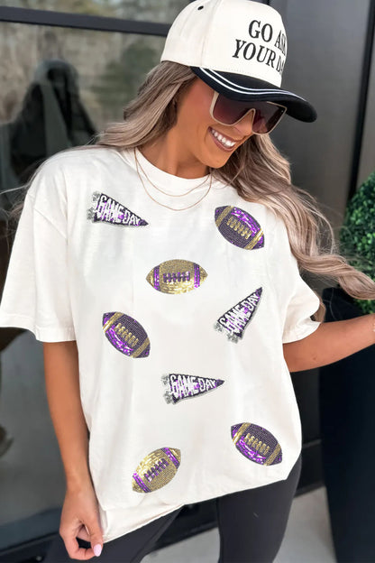 Sequin Game Day Football Tee