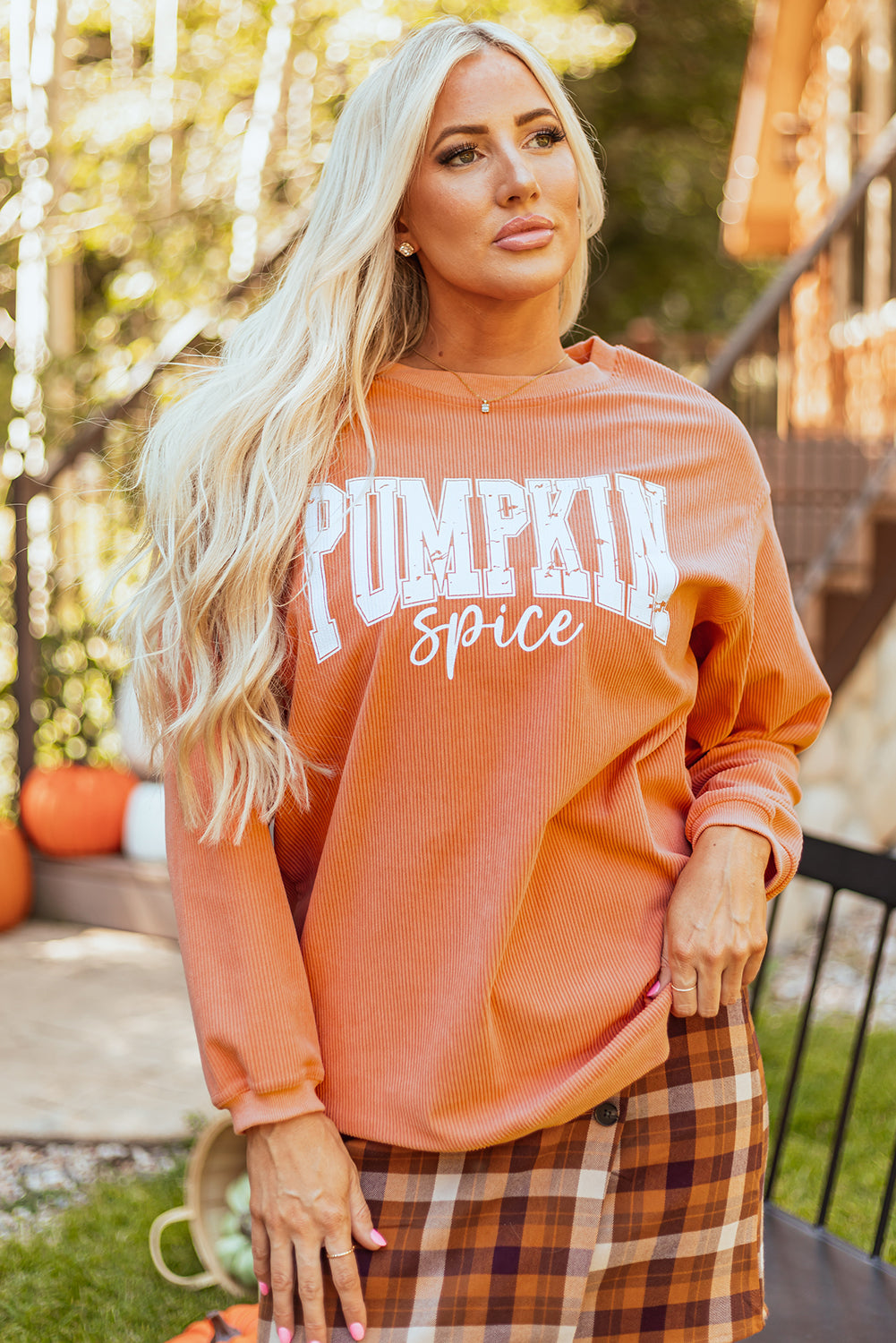 Pumpkin Spice Corded Sweatshirt