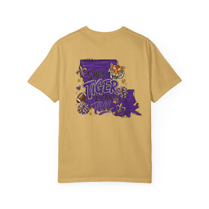 Tiger Spirit Shirt, Shes a Tiger I Can Tell Tee, Purple Gold Tigers Shirt, Tiger Mom Game Day Shirt, School Spirit Tee