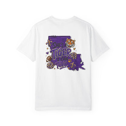 Tiger Spirit Shirt, Shes a Tiger I Can Tell Tee, Purple Gold Tigers Shirt, Tiger Mom Game Day Shirt, School Spirit Tee