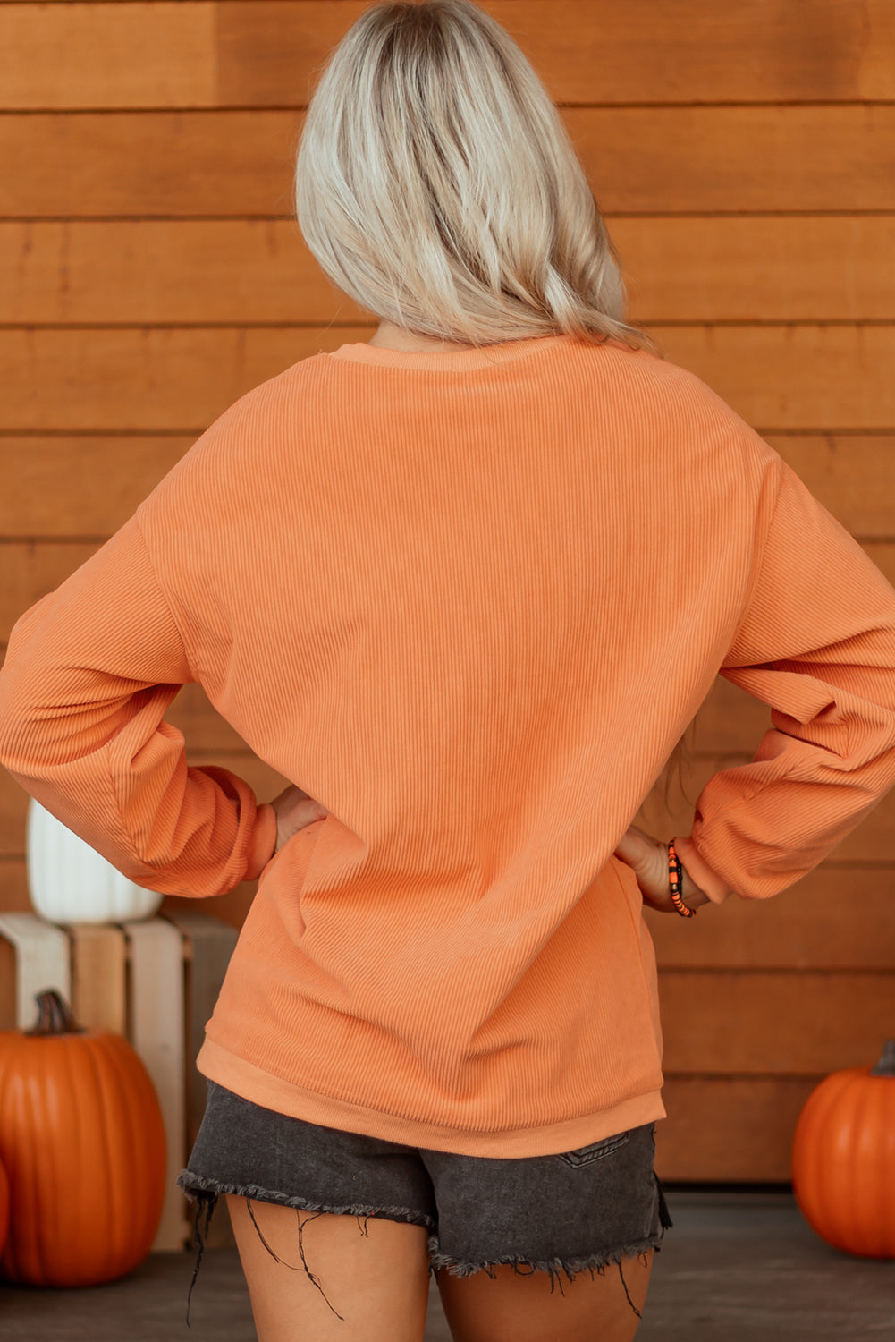 Sequin Ghost Ribbed Sweatshirt