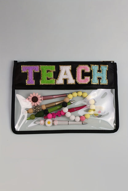 TEACH Chenille Clear Cosmetic Bag