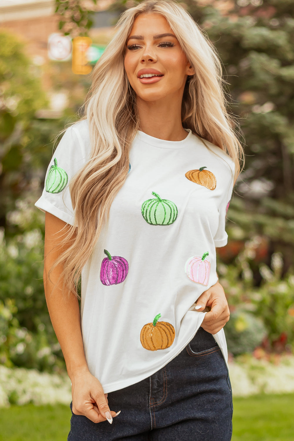 Sequin Pumpkin Tee