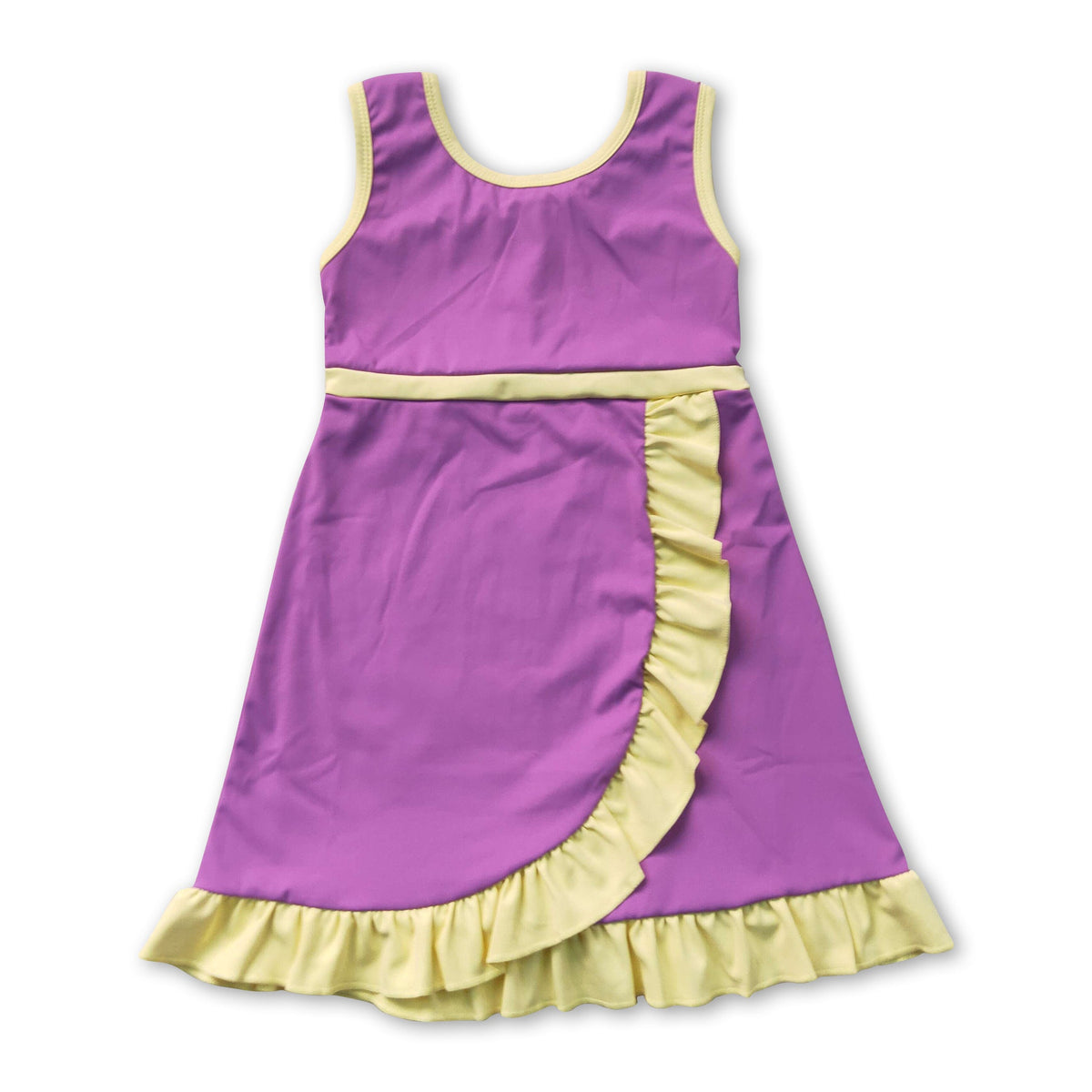 Purple & Yellow Scallop Athletic Dress