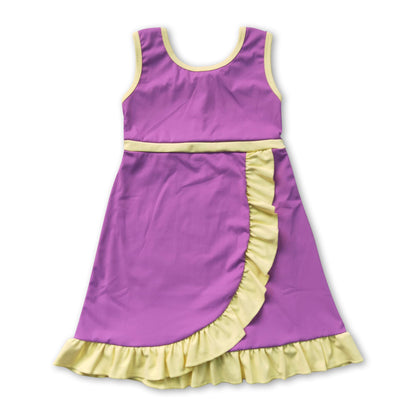 Purple & Yellow Scallop Athletic Dress