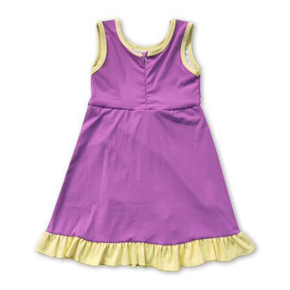 Purple & Yellow Scallop Athletic Dress