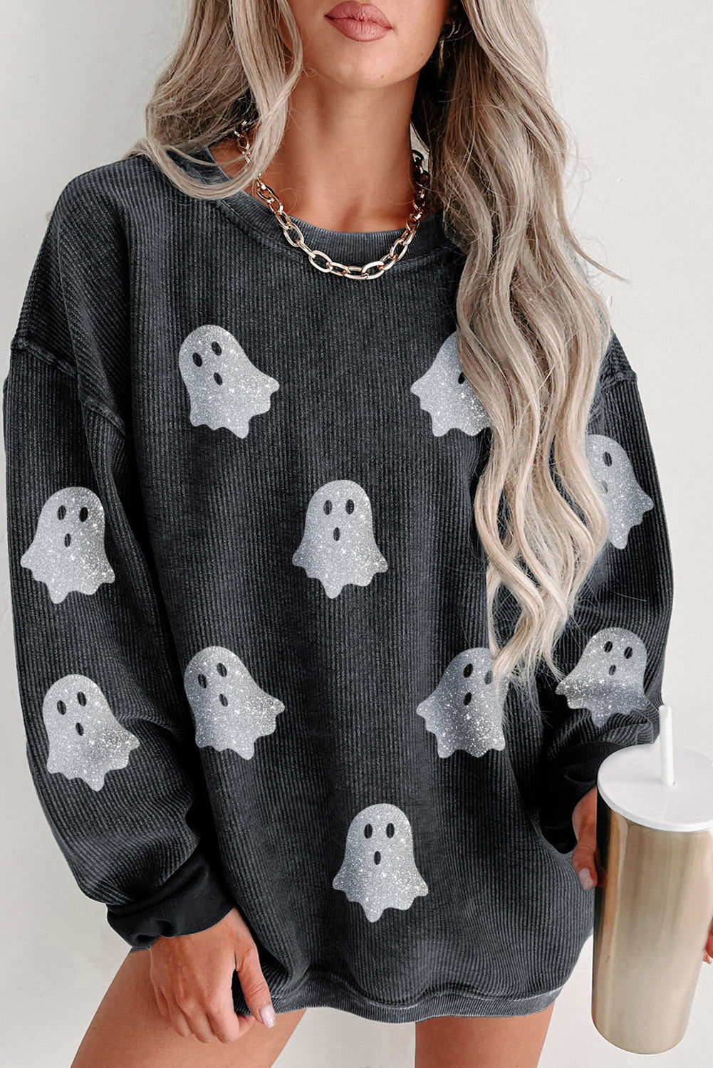 Halloween Ghost Corded Sweatshirt