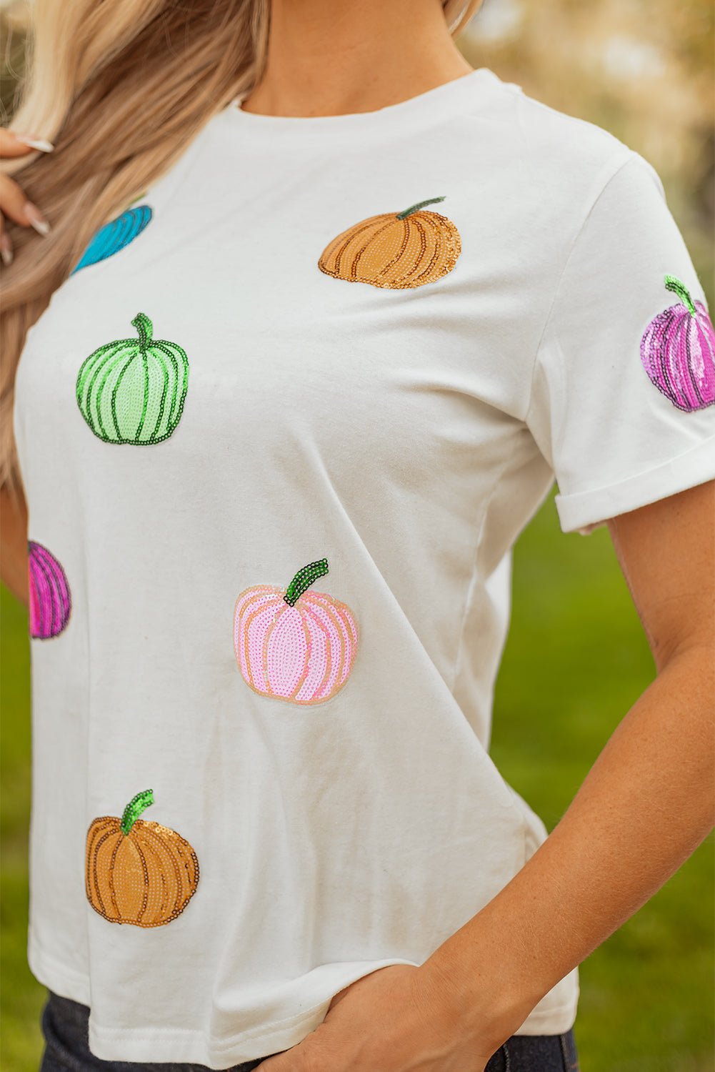 Sequin Pumpkin Tee