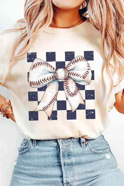 Checkered Baseball Bow Game Day Tee