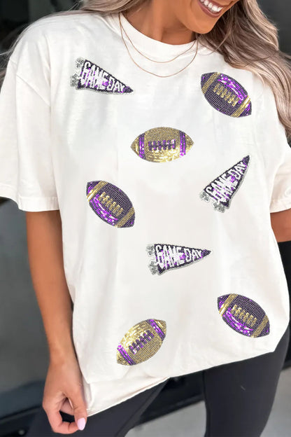 Sequin Game Day Football Tee