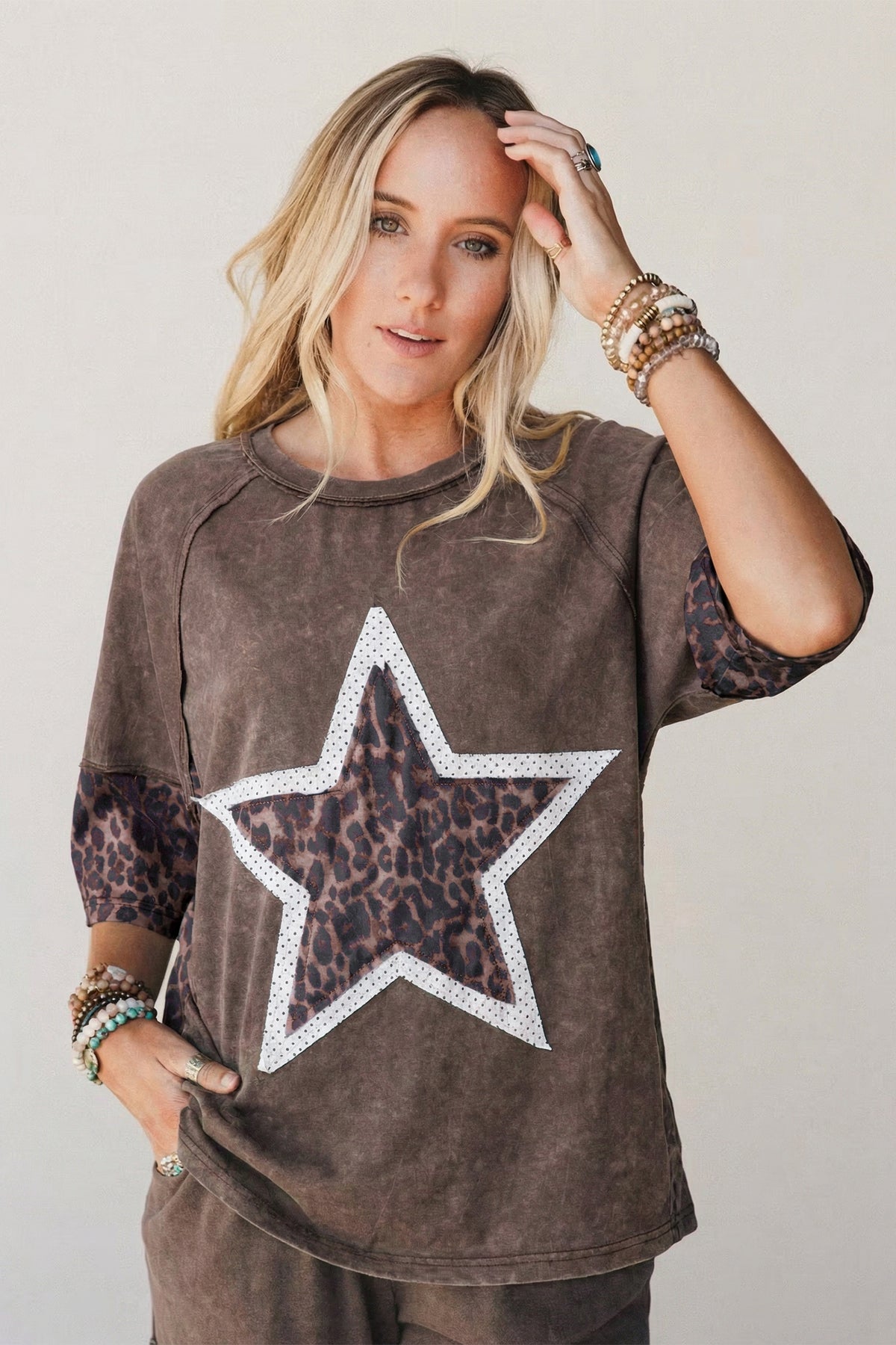 Leopard Star Mineral Wash Tee