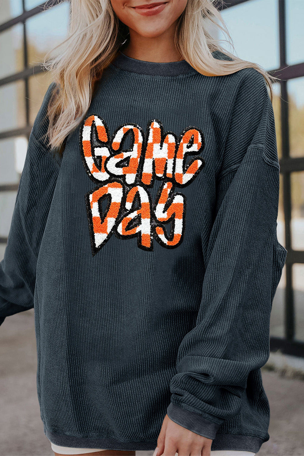 Chenille Checkered Game Day Sweatshirt