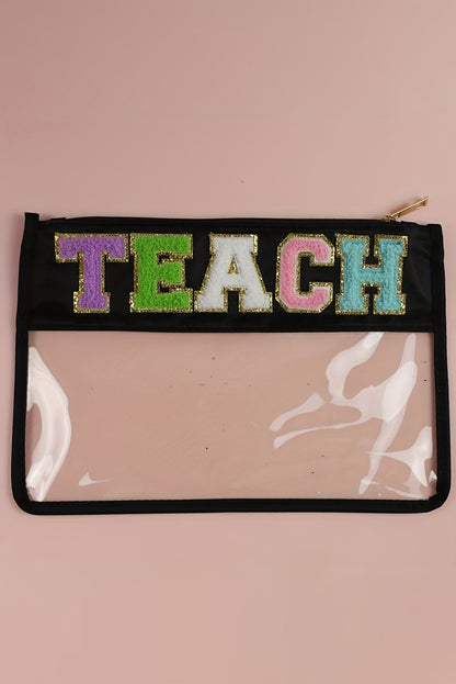 TEACH Chenille Clear Cosmetic Bag