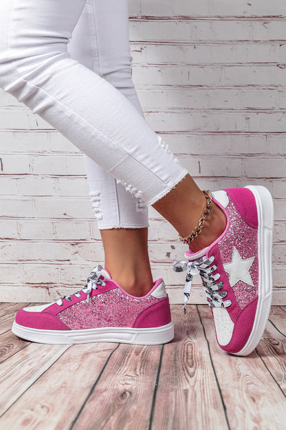 Glitter Star Lace-Up Sneakers