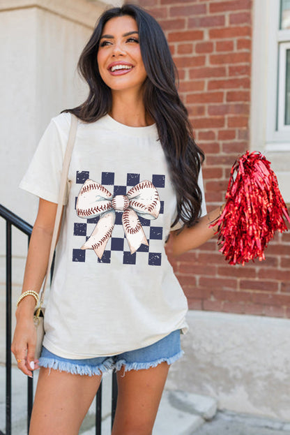 Checkered Baseball Bow Game Day Tee