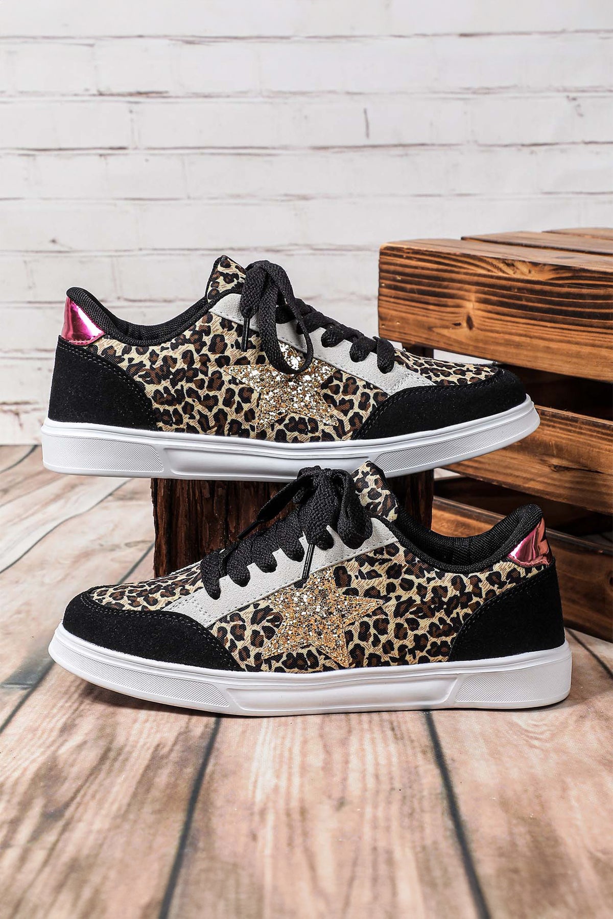 Glitter Star Lace-Up Sneakers