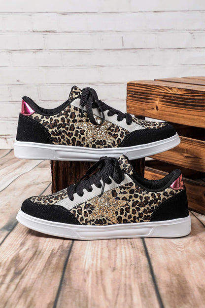 Glitter Star Lace-Up Sneakers