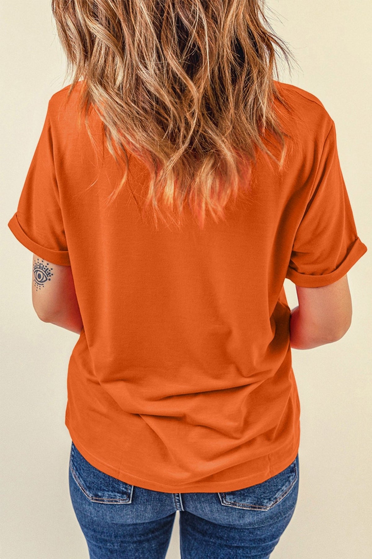 Orange PUMPKIN SEASON Letter Print Relaxed T Shirt - Walker Designs