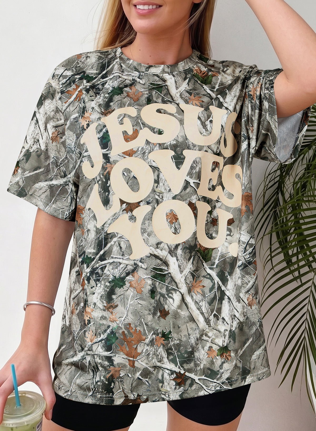 Pink Camo Woodland LOVE LIKE JESUS Casual Tee - Walker Designs