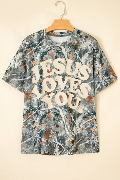 Pink Camo Woodland LOVE LIKE JESUS Casual Tee - Walker Designs