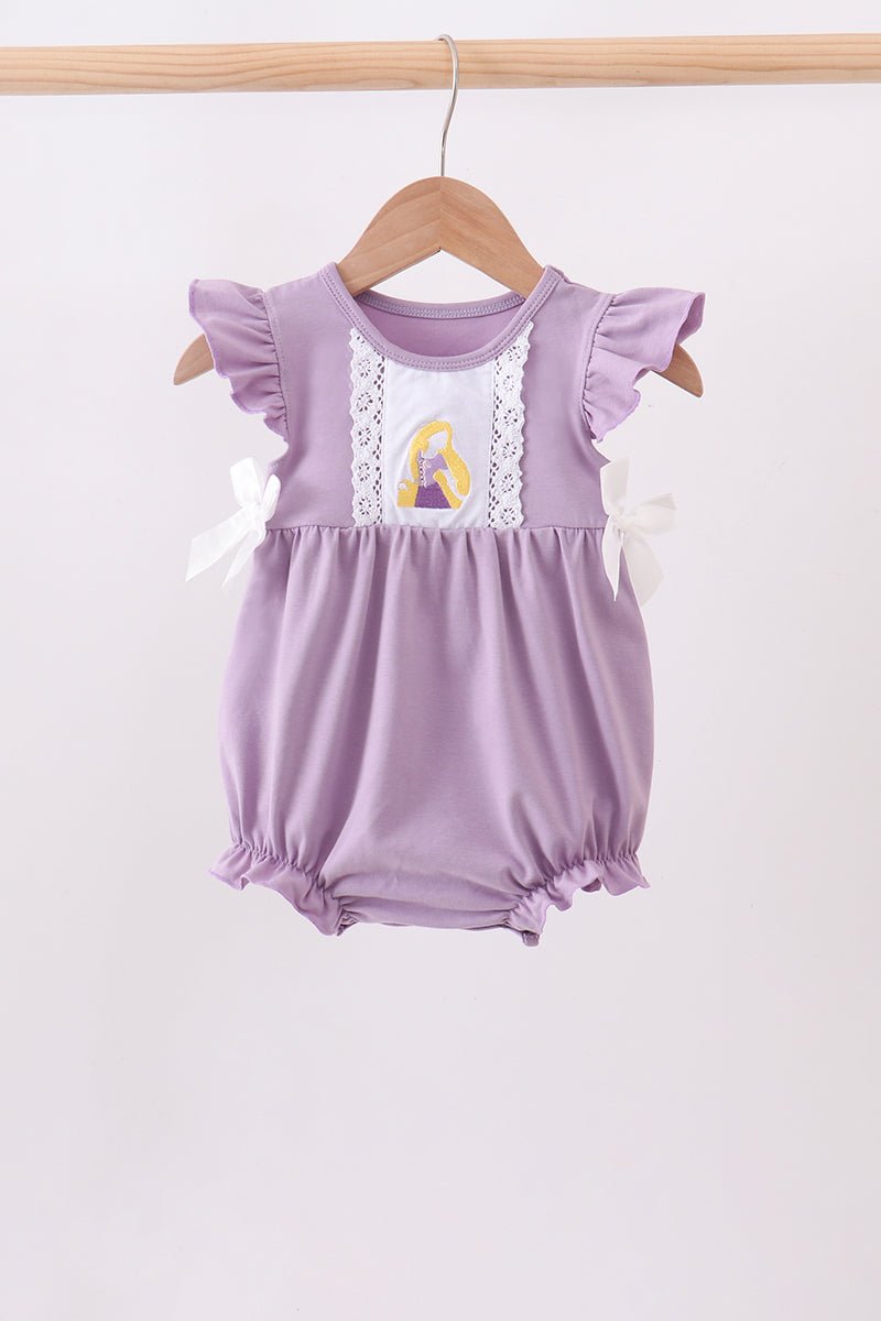 Purple character embroidery ruffle bubble - Walker Designs