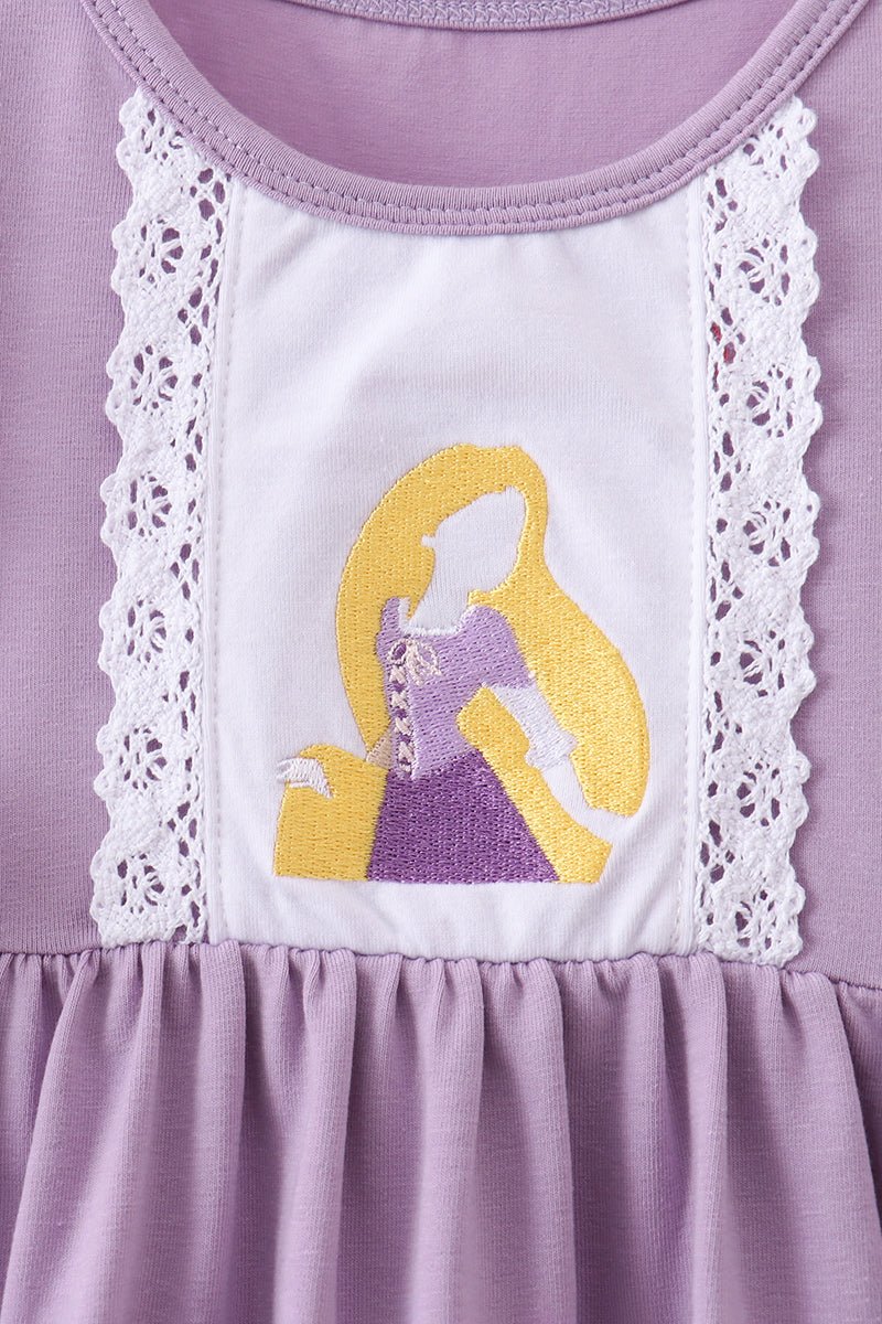 Purple character embroidery ruffle bubble - Walker Designs