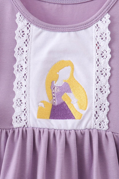 Purple character embroidery ruffle bubble - Walker Designs