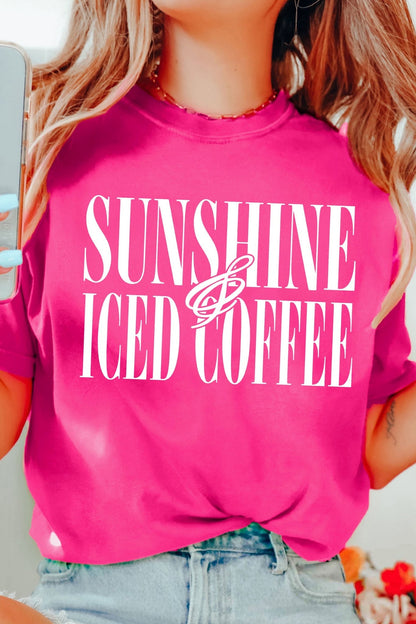 Rose Red SUNSHINE ICED COFFEE Casual Summer T Shirt - Walker Designs